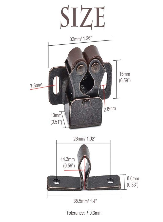 Renashed 20Pcs Cupboard Closet Cabinet Door Double Ball Roller Catch Latch Cold Rolled Steel (Bronze Tone) - Image 2